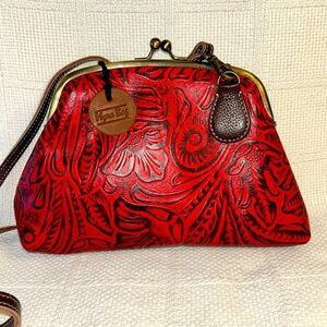Myra Bag Red and Black Crossbody Bag With Kisslock Closure
